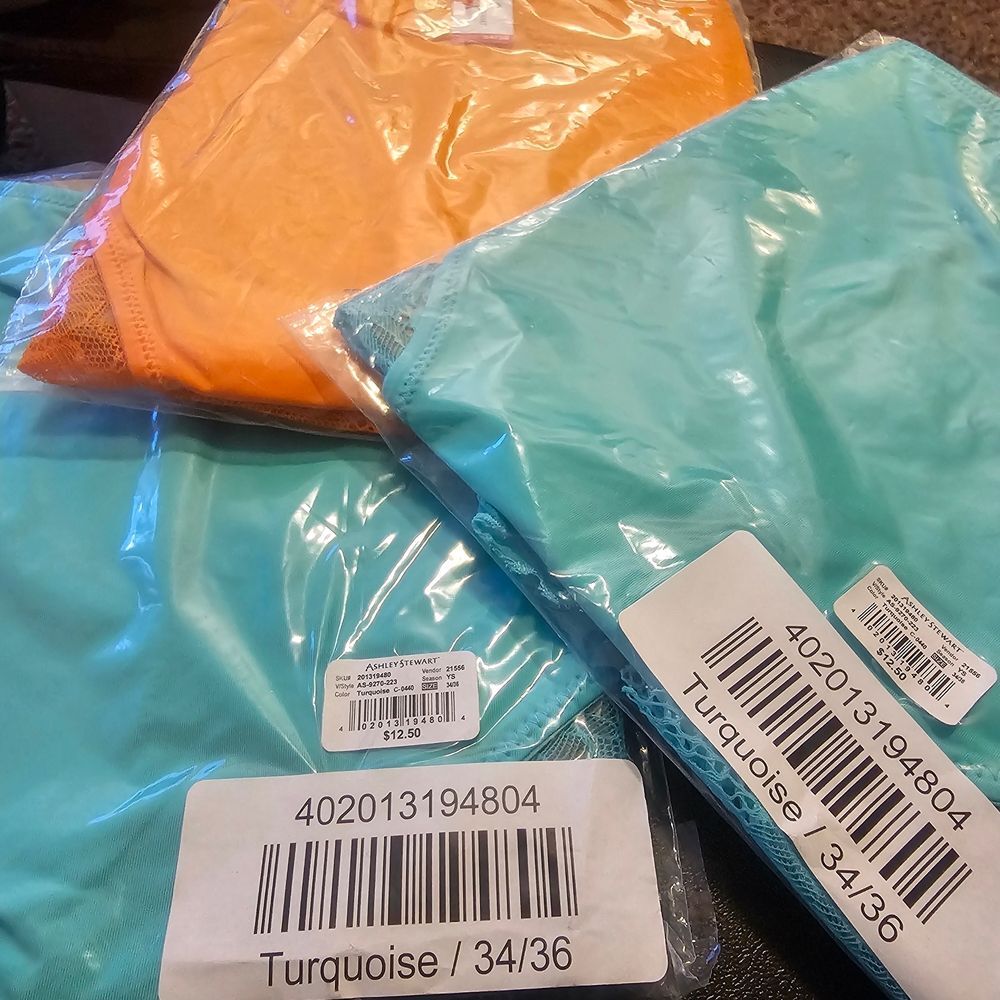 3 Ashley Stewart Orange and Teal Lace Panties New Size 34/36